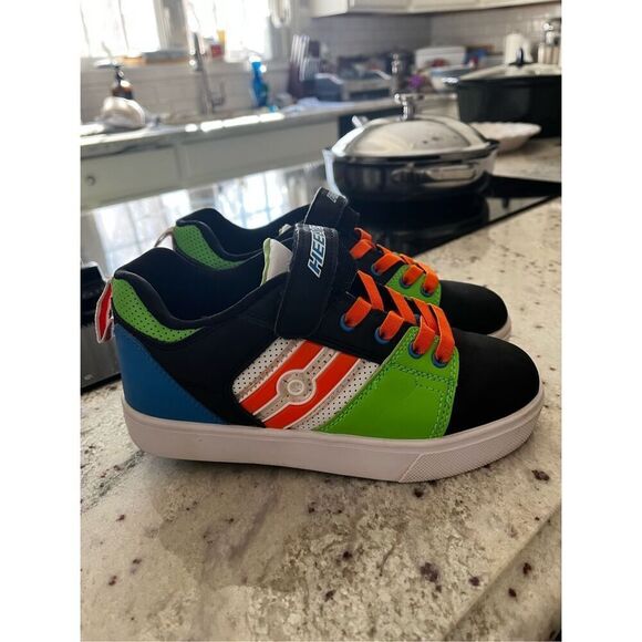 Heelys Racer 20 X2 Color Block Black Orange Blue Green Roller Skate Shoes sz 2 Y - Picture 1 of 8